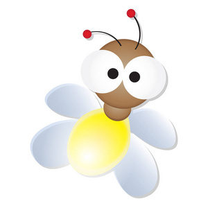 可爱的萤火虫与大眼神眼睛动画片向量例证