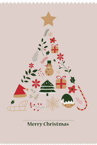 圣诞快乐贺卡与概念圣诞树