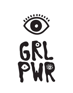 grl pwr 短篇报价。女孩力量可爱的手绘例证