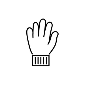 冬季针织手套的黑白矢量图解.