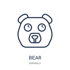 熊线性符号设计从动物收藏.简单的大纲元素向量例证在白色背景照片