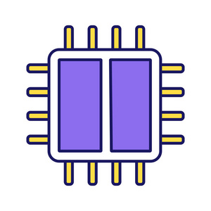 双核处理器颜色图标。X2 微处理器。芯片, 芯片组。Cpu。中央处理单元