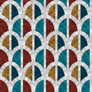 古色古香的罗马风格的白色拱形马赛克无缝图案照片