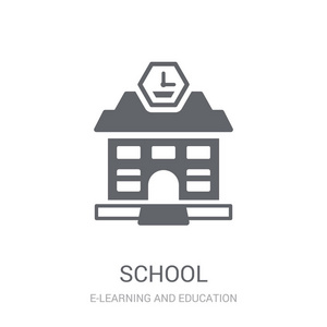 学校图标。时尚学校标志概念上的白色背景从电子学习和教育收藏。适用于 web 应用移动应用和打印媒体