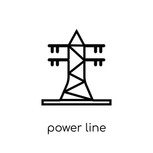 电源线图标。时尚现代平面线性矢量电力线图标在白色背景从细线产业汇集, 概述向量例证