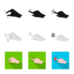 触摸屏和手势的矢量插图。一组触摸屏和触摸矢量图标的股票