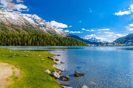 水晶蓝湖圣莫里茨, sankt moritz, maloja grisons 瑞士