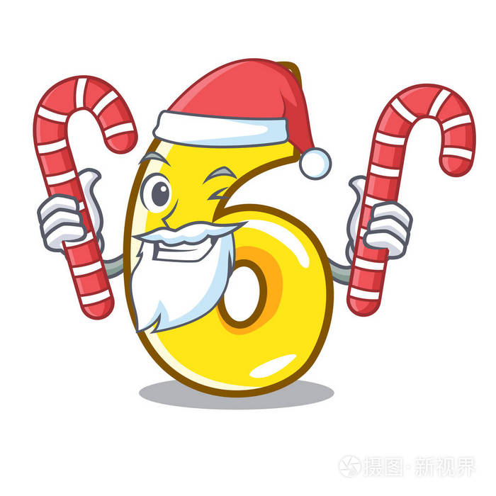 圣诞老人与糖果数字六查出在吉祥物向量例证