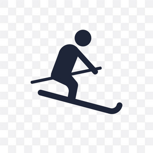 滑雪透明图标。从活动和爱好集合中跳来跳的符号设计。简单的元素向量例证在透明背景