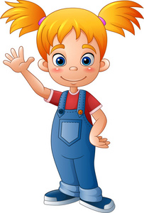 女孩挥手卡通小女孩挥手照片