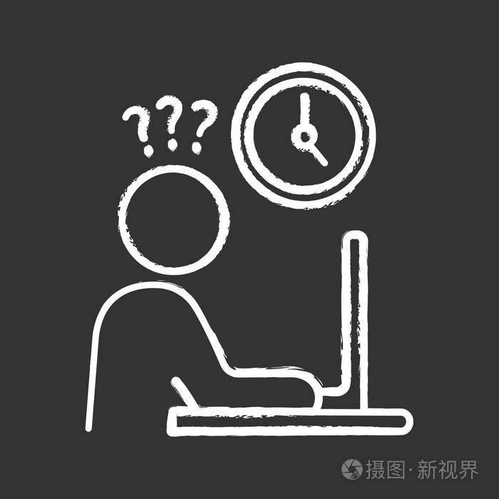 工作繁忙粉笔图标.职业压力.缺乏时间.过度 劳累