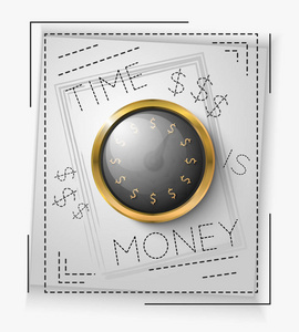 时间是金钱概念一块金表