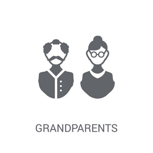 祖父母图标。时尚祖父母的标志概念在白色背景从家庭关系汇集。适用于 web 应用移动应用和打印媒体