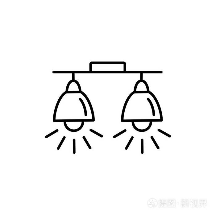 插画 现代吸顶灯的向量例证.点灯的线条图标.家庭和办公室照明.
