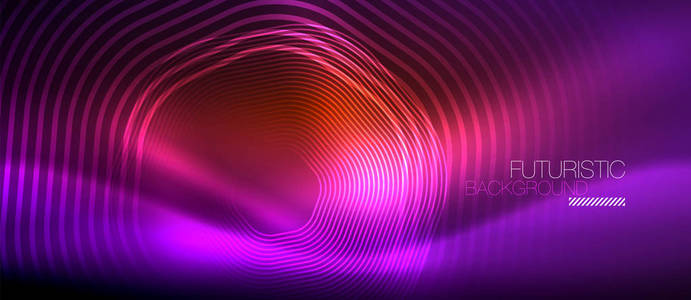 霓虹灯发光线, 魔术能量空间光概念, 抽象背景壁纸设计