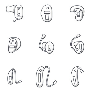 eps10商家加盟创业带有扁平线助听器图标的矢量集加盟体系-简便方法