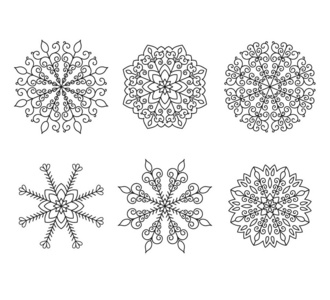 圣诞节设计的矢量雪花图标设置