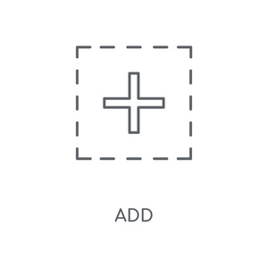 添加线性图标。添加概念笔画符号设计。薄的图形元素向量例证, 在白色背景上的轮廓样式, eps 10