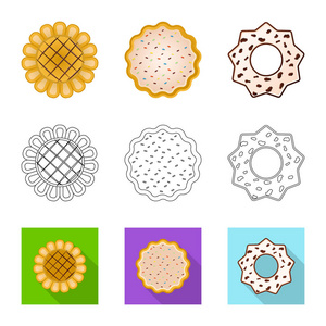 饼干和烘烤图标的矢量插图。一套饼干和巧克力股票符号的网站