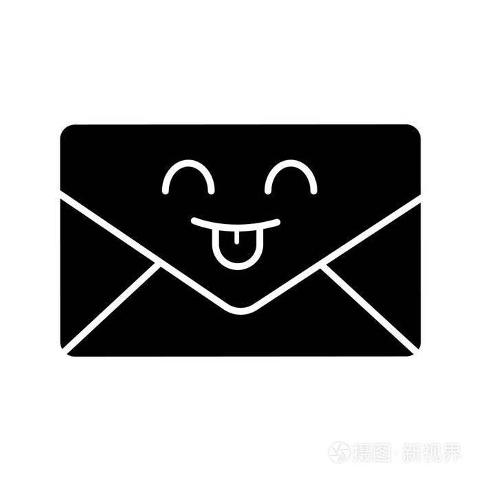 信封.信.邮件.表情符号, 表情符号.剪影符号.负空间.向量被隔绝的例证