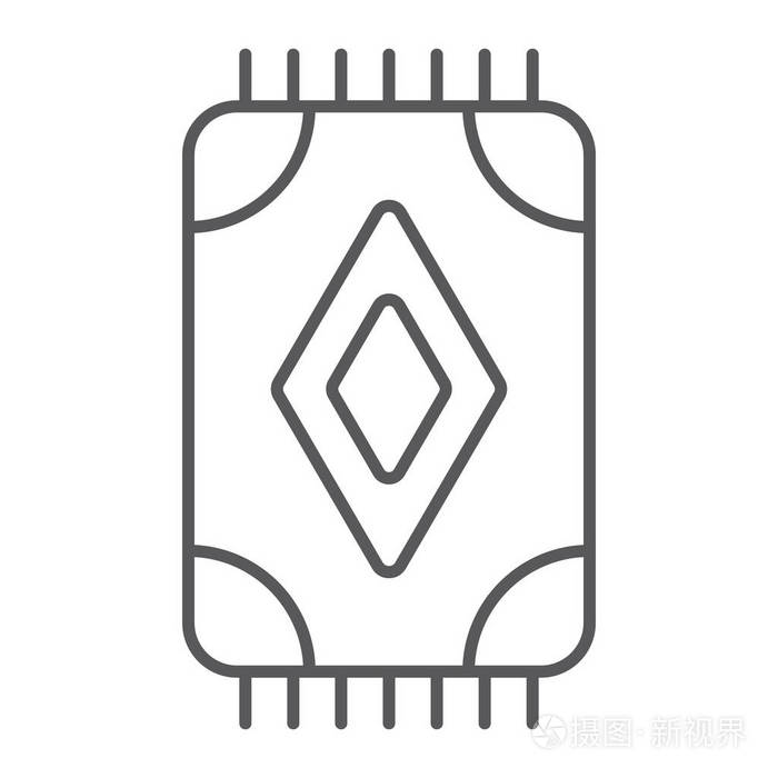 插画 地毯细线图标, 家庭和织物, 地毯标志, 矢量图形, 在白色背景的