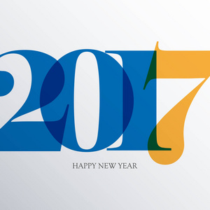 快乐新的 2017 年。问候卡。多彩的设计。矢量生病了