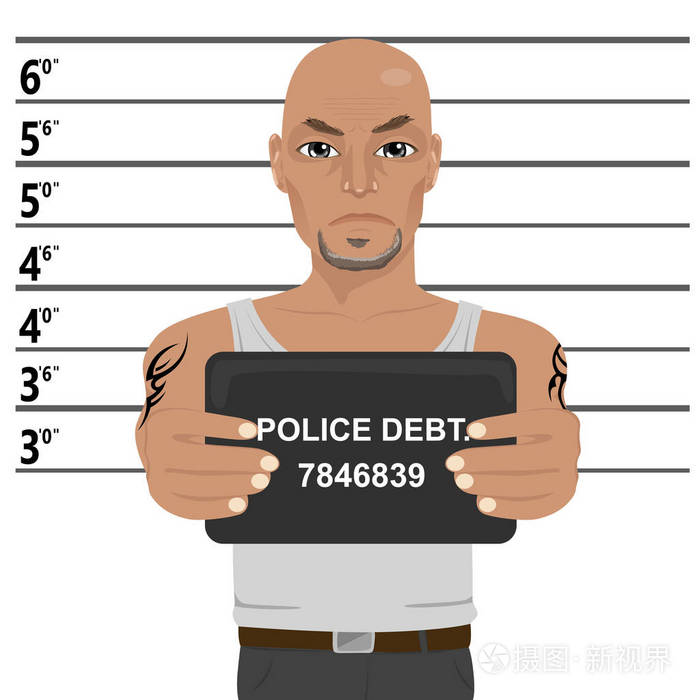 插画 人物 拉丁裔匪徒,拿着照片的纹身.eps