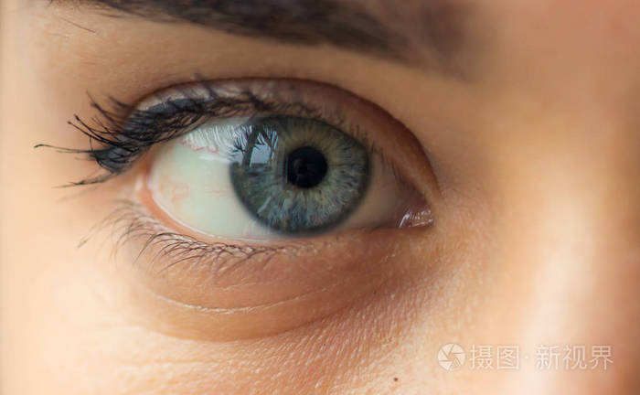 蓝灰色的眼睛的年轻女孩