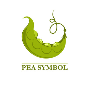 豌豆荚字形图标, 蔬菜和饮食, 豌豆符号, 矢量图形, 在白色背景上的