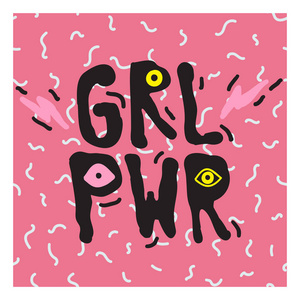 grl pwr 短篇报价。女孩力量可爱的手绘例证