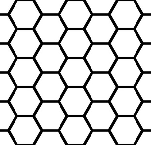 无缝六边形图案.白色和黑色几何纹理和背景.向量艺术照片