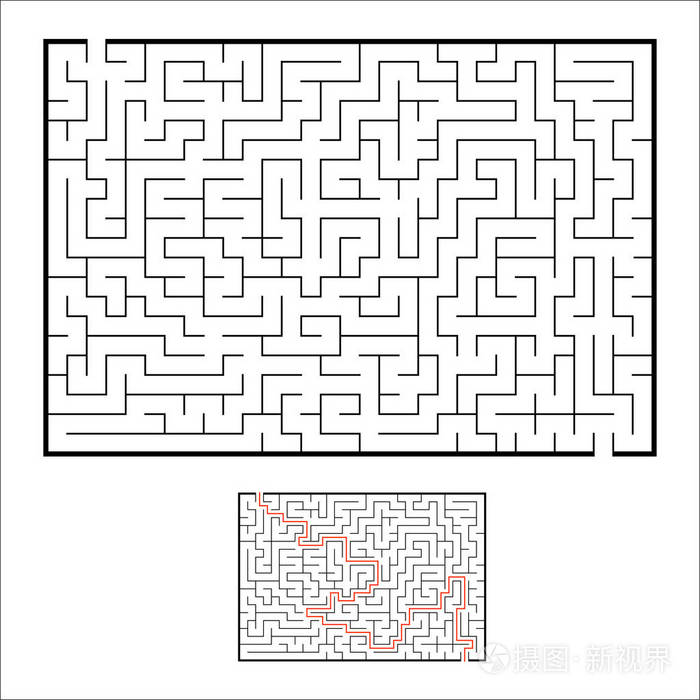 抽象矩形迷宫.孩子们的游戏.儿童拼图.一个入口, 一个出口.迷宫难题.