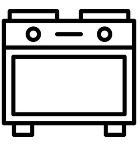 燃烧器烤箱, 烹饪范围隔离矢量图标, 可以很容易地编辑在任何大小或修改