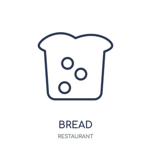 面包图标。从餐厅集合的面包线性符号设计。简单的大纲元素向量例证在白色背景