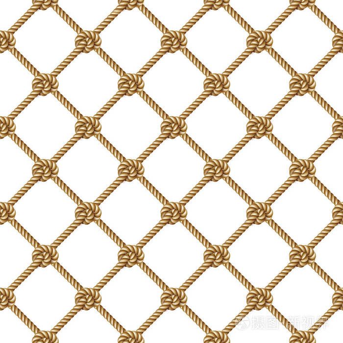无缝模式, 背景, 黄绳编织渔网的形式