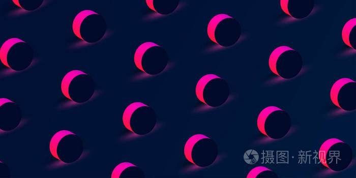 紫色背景与粉红色的3d 圆圈图案