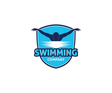 游泳水上运动矢量标志设计灵感训练学校, 俱乐部, 和冠军