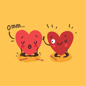 两个快乐的心在一起做瑜伽照片