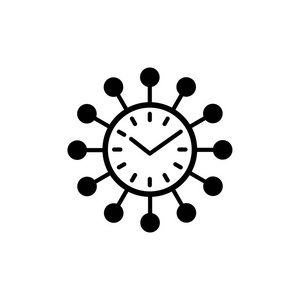 现代挂钟的向量例证。模拟装饰星爆时钟的平面图标。白色背景上的独立对象
