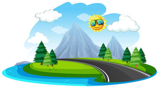 林荫路图片卡通被隔绝的美丽的自然路例证照片