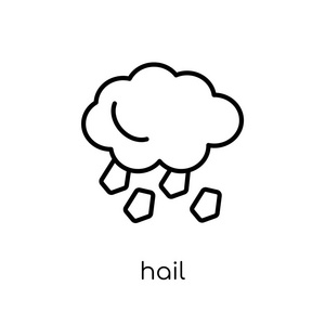 时尚现代平面线性向量冰雹图标在白色背景从细线汇集, 概述向量例证