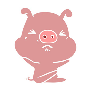 纯色风格动画片愤怒的猪