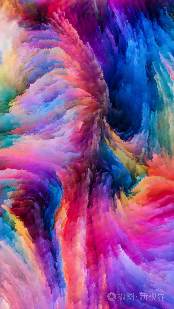 运动系列中的颜色以设计创意和想象力为主题的流动涂料图案设计作为