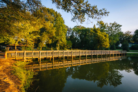 浮桥在罗斯福威尔逊公园，北卡罗莱纳州戴维森