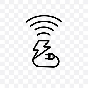 充电网络无线充电矢量线性图标隔离在透明的背景下, 无线充电透明度的