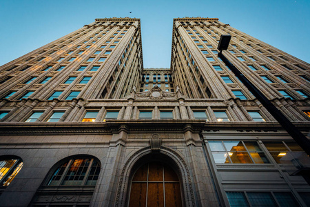 北卡罗琳历史性的高层建筑在市中心格林斯伯勒,北卡罗琳照片