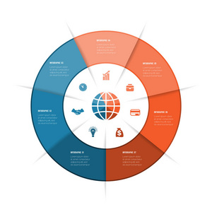 最佳环信息图, 可用于工作流布局图表网页设计7个数字选项步骤文本
