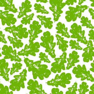 白色背景上的矢量绿叶。无缝模式
