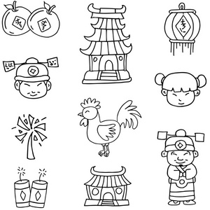 中国元素新年的涂鸦