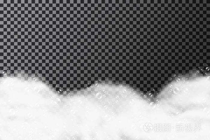 沐浴泡沫背景与洗发水或肥皂泡.向量